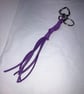 Purple Suede Keyring Bag Charm with Silver Coloured Heart Shaped Carabiner