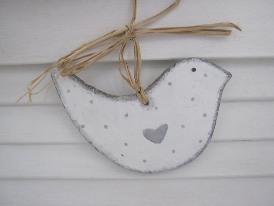 Hanging rustic bird decoration