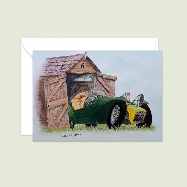 Shed Finds Greeting Car: Hand Drawn Nostalgic Illustration (302)