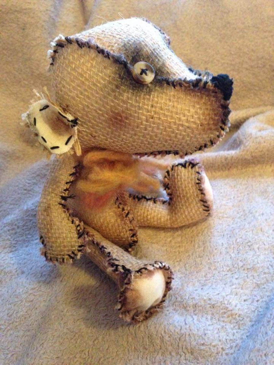 Old Ted, Hessian Burlap Artist Bear