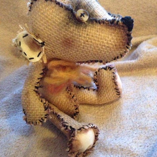 Old Ted, Hessian Burlap Artist Bear