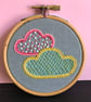 Two Clouds Hand Embroidered Mini Hoop Art - Image 5