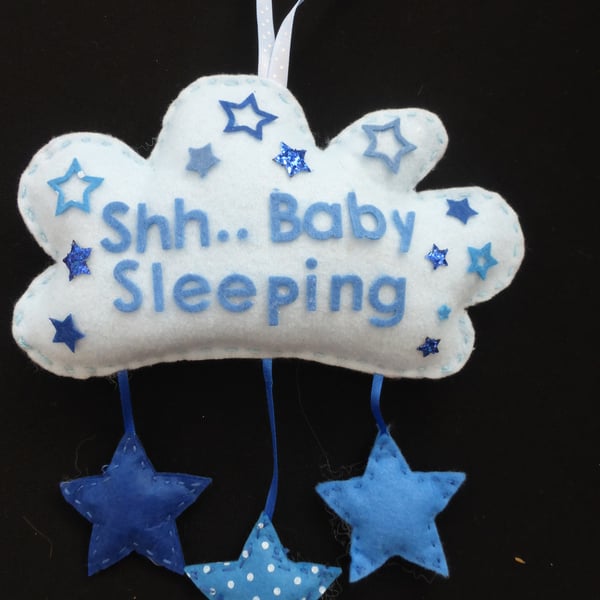 Cloud - Shhh Baby Sleeping door hanger