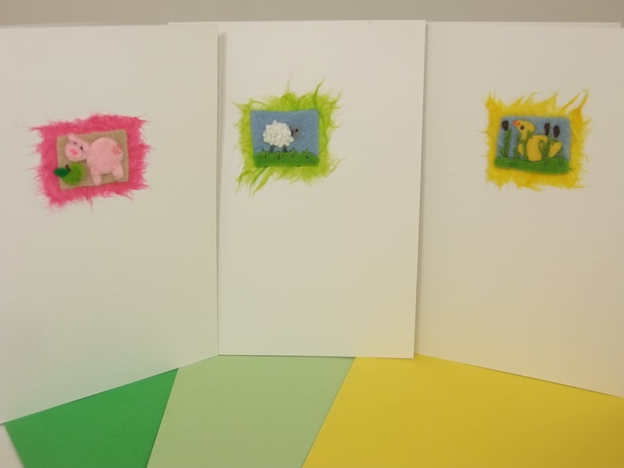 A Set of 3 Farm Animal Cards