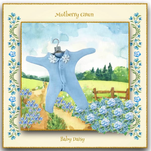 Baby Daisy Pale Blue Sleep Suit