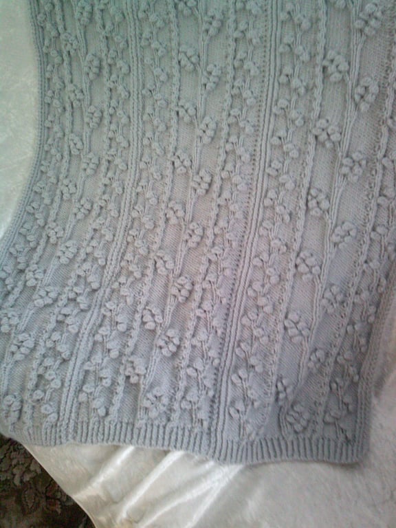 Hand Knitted Grey Aran Throw