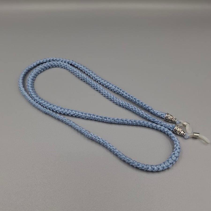 Crochet light blue glasses chain, sunglasses cord