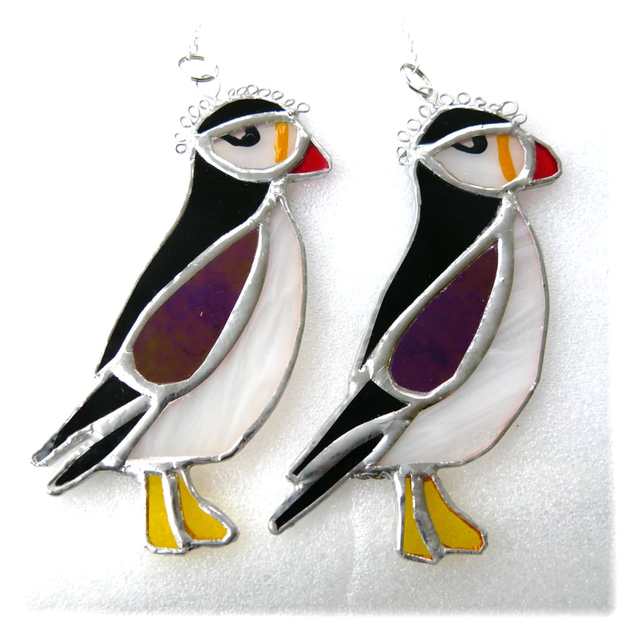 Puffin Bird Suncatcher Stained Glass Handmade British
