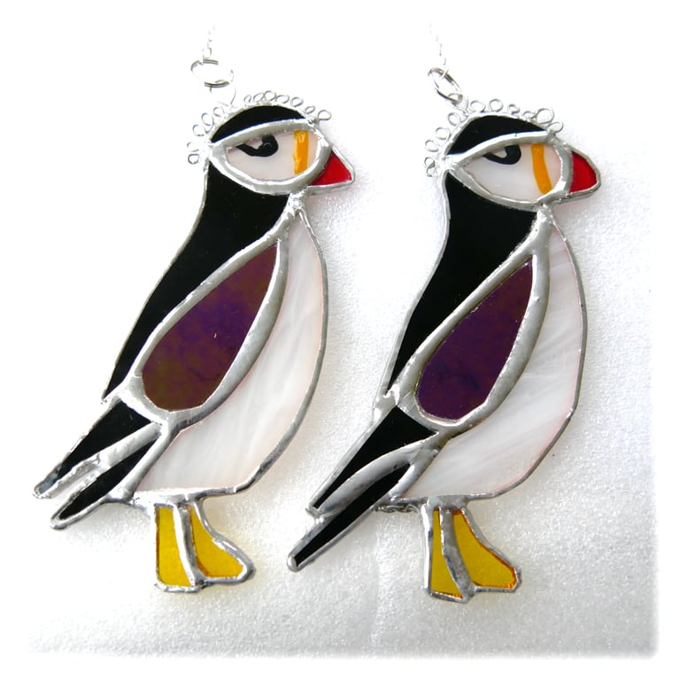 Puffin Bird Suncatcher Stained Glass Handmade British