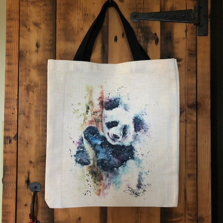 Panda Tote Bag, Wildlife Art Print Bag, Choice of 2 Heavy Duty Thick Quality Fab