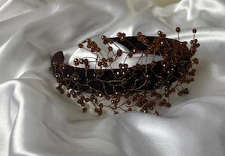Tamsin - Brown Crystal Velvet Headband - Occasion Headband 