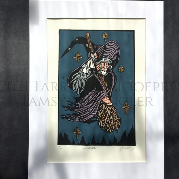 La Bruja - Full Colour - Limited Edition Witch Linoprint