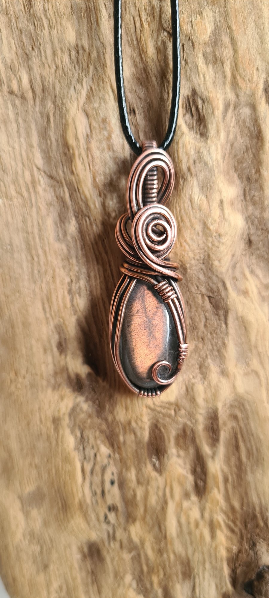 Natural Golden Labradorite & Copper Pendant Necklace Gift Crystal Jewellery