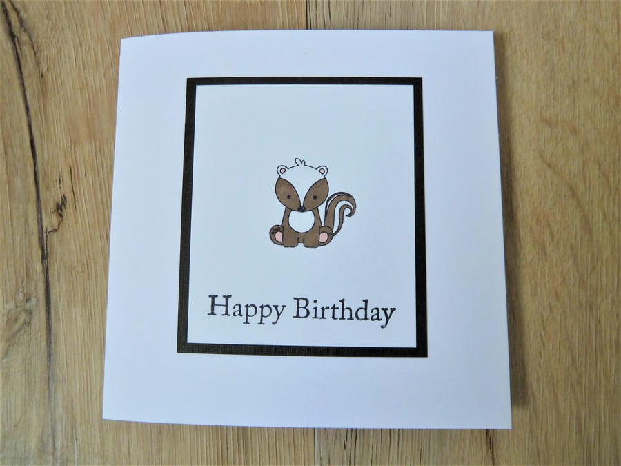 happy birthday card, skunk