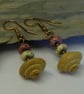 Howlite & Hand Carved Wood Tribal  Earings - Image 1