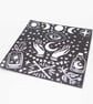 Witch MAGIC Lino print - small - black and white - handmade - Image 3