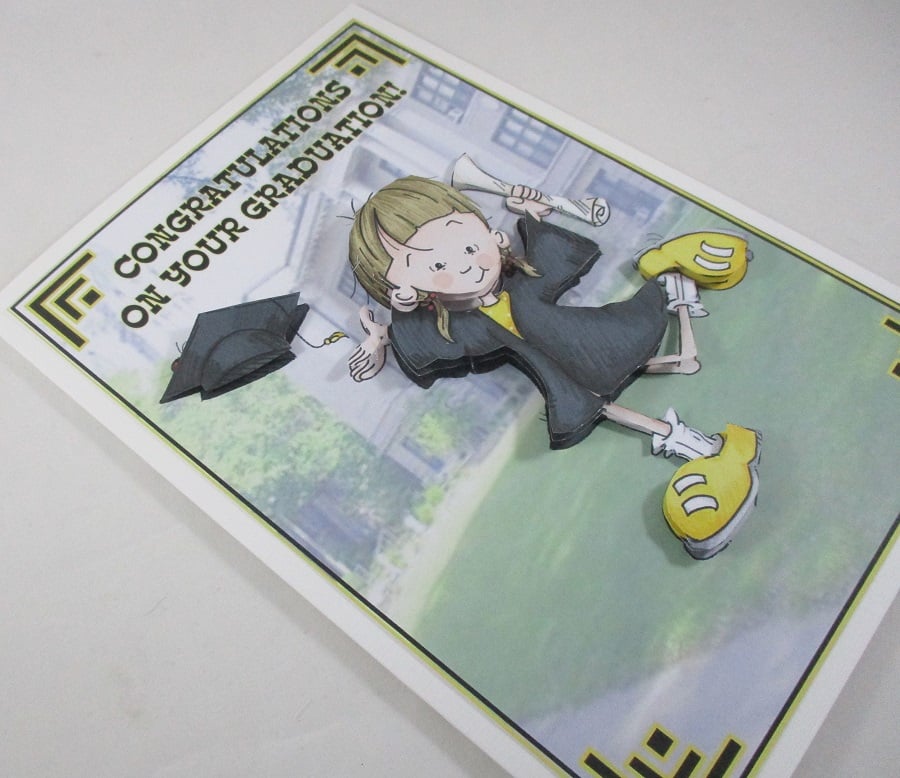 Handmade Female Graduation  Card , 3D,Decoupage, personalise