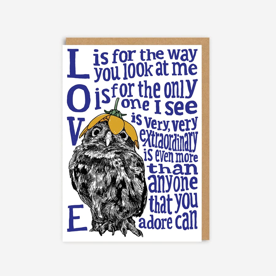 Illustrated Owl LOVE Card
