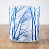Winter Tree Branches Cyanotype candle holder 