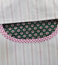 Peg bag in striped canvas fabric with dark green lining and red trim. - Image 2