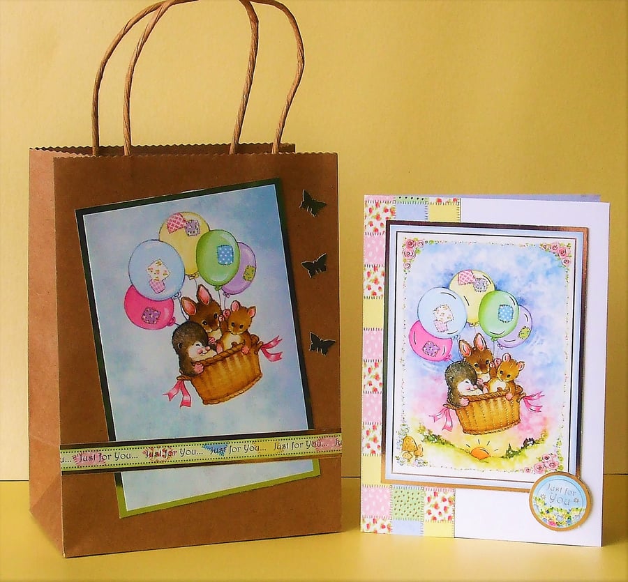 Greeting Card and Gift Bag Set, Hot Air Balloon Ride