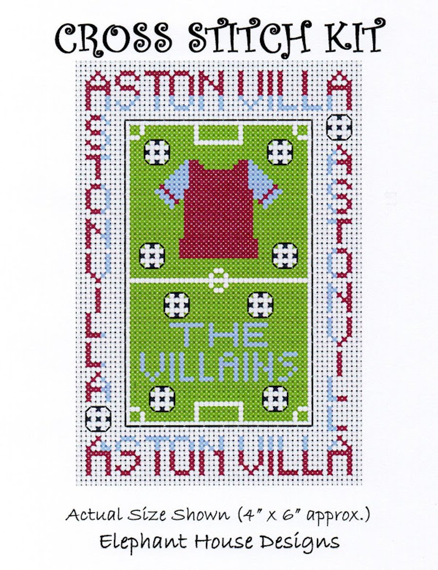 Aston Villa Cross Stitch Kit Size 4" x 6"  Full Kit