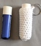 Crochet lip balm holder keychain, bag charm, handmade, keyring accessory - white - Image 2