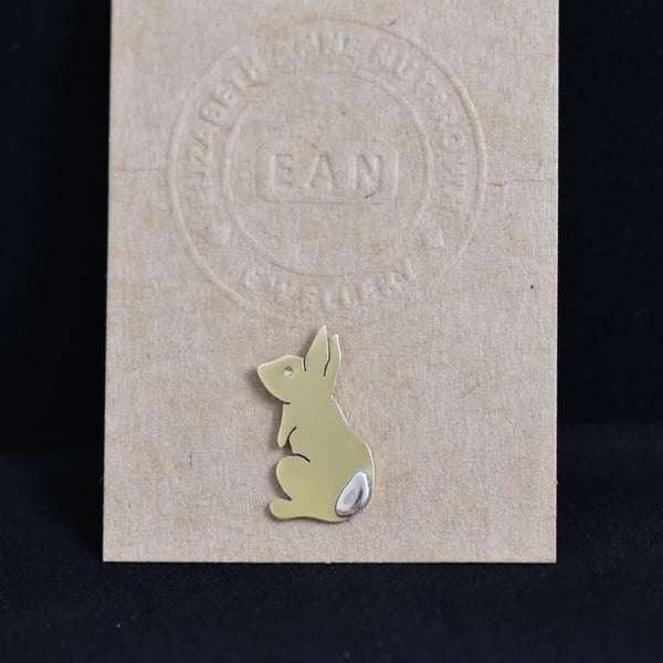 Rabbit pin badge brooch in brass