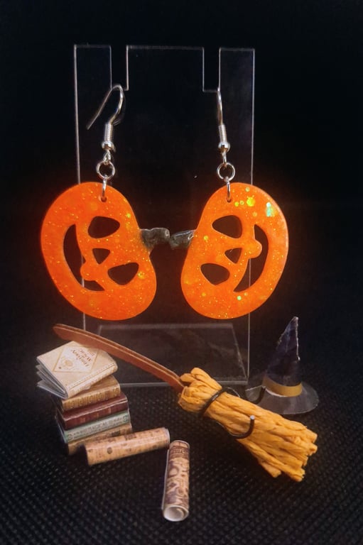 Halloween Sparkly Pumpkin Earrings 