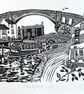 Mountsorrel Lock Lino print Black and White