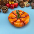 Handmade clay pumpkin trinket dish - autumn home decoration