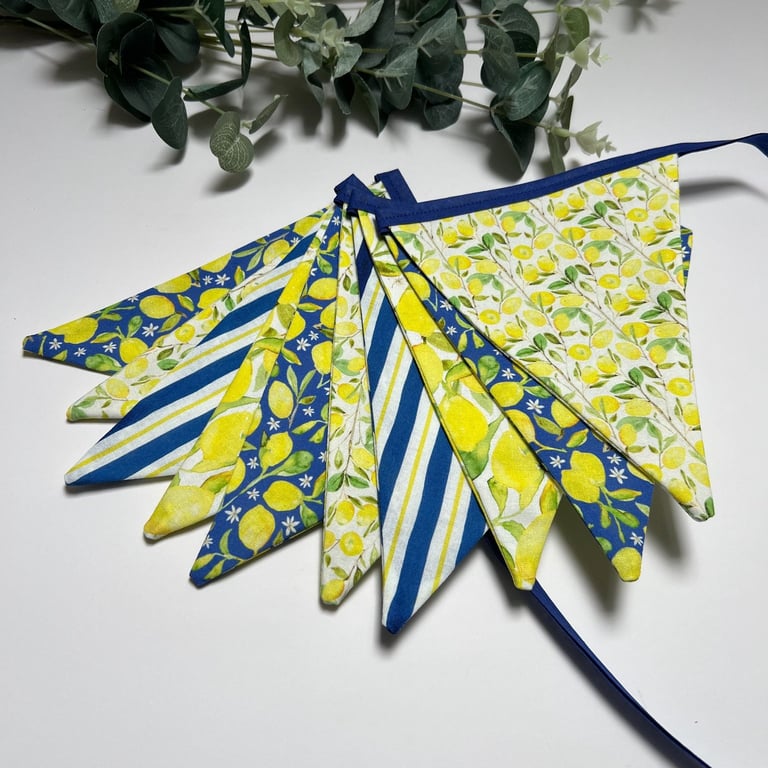 Handmade Floral Fabric Bunting: Lemons Home Decor