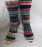 Hand-cranked Frankensox Knitted Ribbed Wool Socks Size 6 to 7