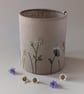 Tea Light Lantern with Embroidered Cow Parsley and Daisies