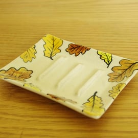 Soap Dish - Autumn Colours Oak Leaves