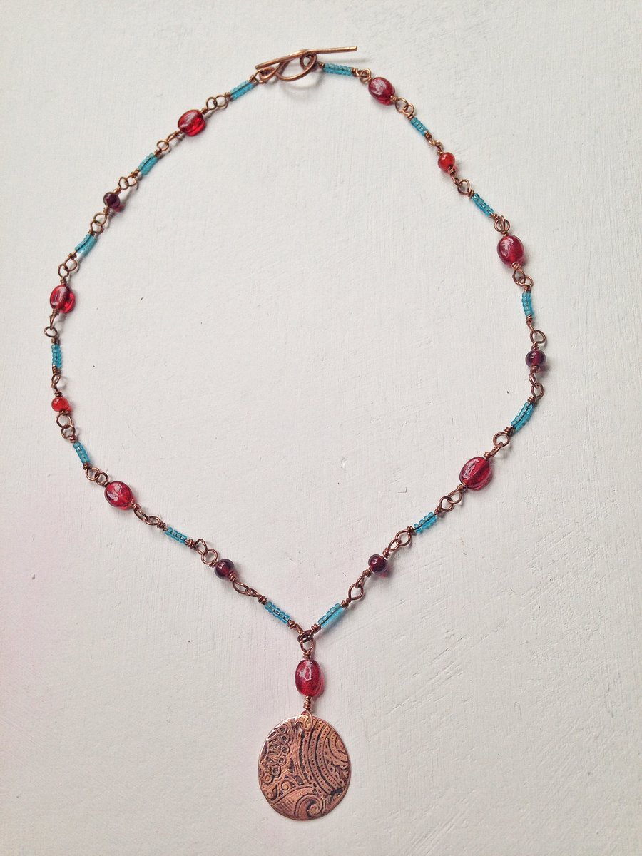 Wire wrap bead necklace 