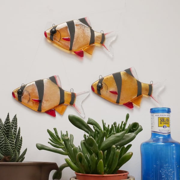Tiger Barb Fused Glass Wall Hanging Decoration