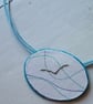 Textile necklace with embroidered seagull. - Image 5