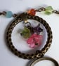 Boho Antique Bronze Multi Coloured Flower & Key Charm Pendant Necklace - Image 5