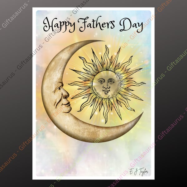 Personalised Fathers Day Card Wiccan Pagan Wiccan Gothic Fantasy Art Celestial