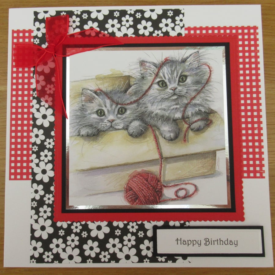 Two Cats In a Box - 7x7" Birthday Card