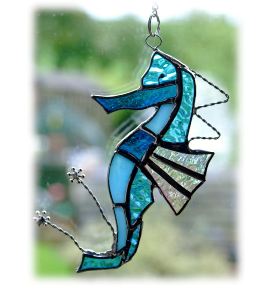 Seahorse Stained Glass Suncatcher Handmade 019