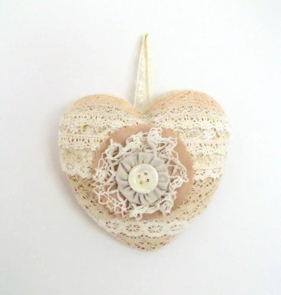 vintage style lace heart cottage chic wall decoration