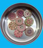 Round wooden painted buttons x10