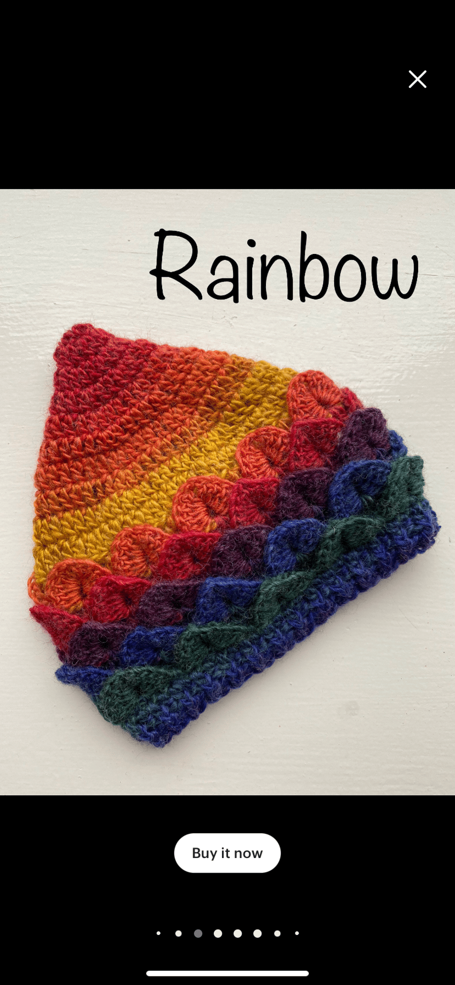 crochet rainbow pixie elf hat dragon scale made in Scotland perfect gift