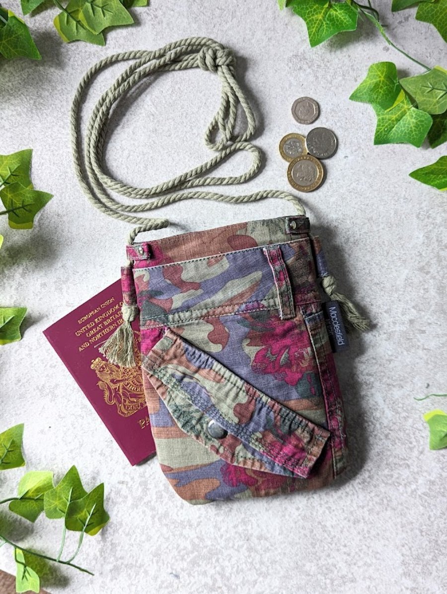 Phone Bag - Recycled Camo Canvas Mini Cross Body Jeans Phone Bag (P&P incl)