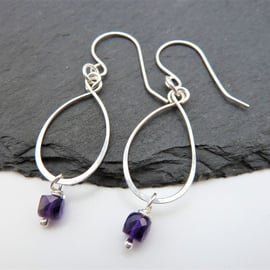 sterling silver earrings, amethyst gemstone