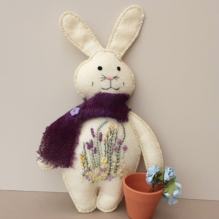 Bunny, hand embroidered woodland rabbit, keepsake gift, March hare