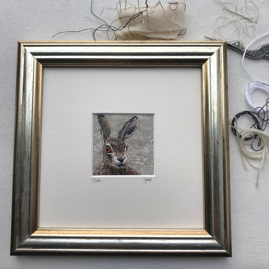 Hare - hand stitched picture
