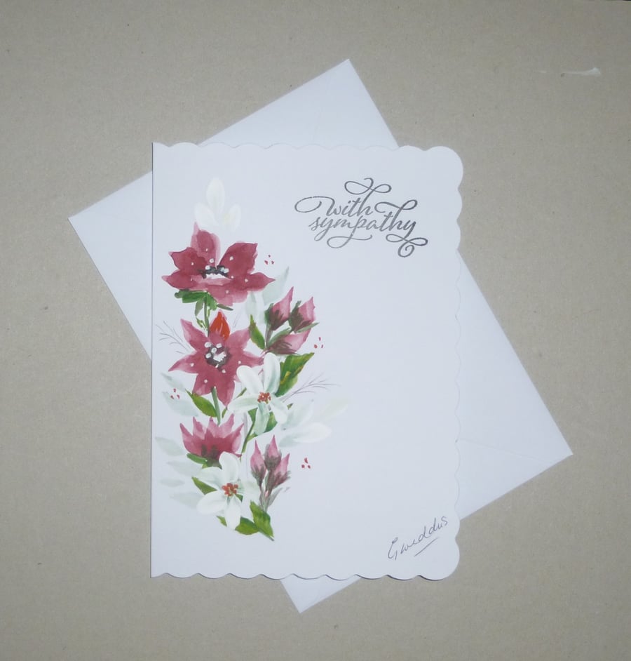 hand painted sympathy card ( ref fa259 A4 )